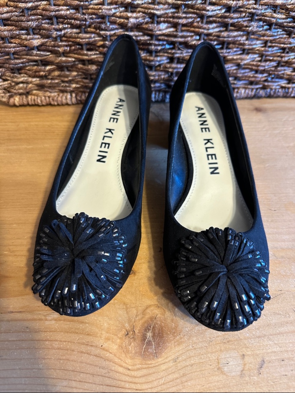 Anne Klein Black Embellished dress shoes